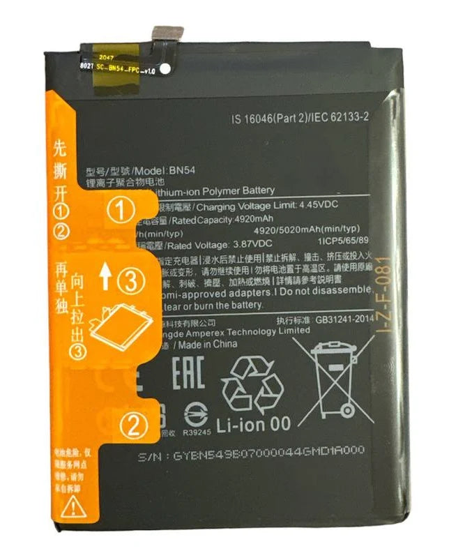Batería Xiaomi Redmi Note 9 | Código BN54 | Calidad Original | 5020mAh BATERIA