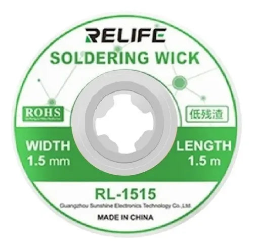 Malla para Soldar 1.5mm x 1.5M Relife RL-1515 | Cobre de Alta Pureza | Desoldadura Pro Consumibles