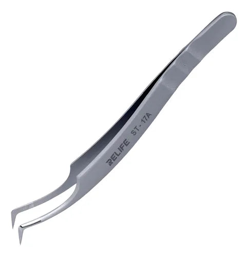 Pinzas Punta Curva Ultra Precisión Relife ST-17A | Acero Inoxidable | Micro Electrónica Consumibles