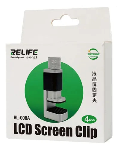 Sujetadores de Pantalla Relife RL-008A | Kit de 4 Prensas Ajustables | Herramienta de Sellado y Pegado de Precisión para Celulares