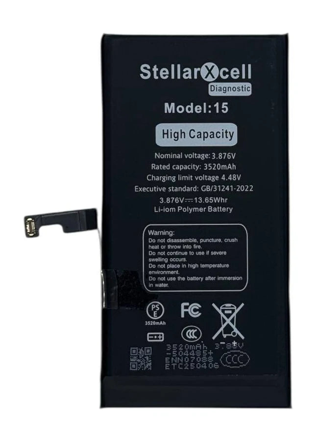 Batería iPhone 15 Diagnóstico Autoprogramable A3090 / A3089 / A3092 (3349 mAh Sin Mensaje de Pieza Desconocida) BATERIA